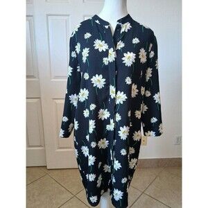 Veronika Maine Women’s Dress Shift Shirt Long Sleeve Floral Daisy Size 14
